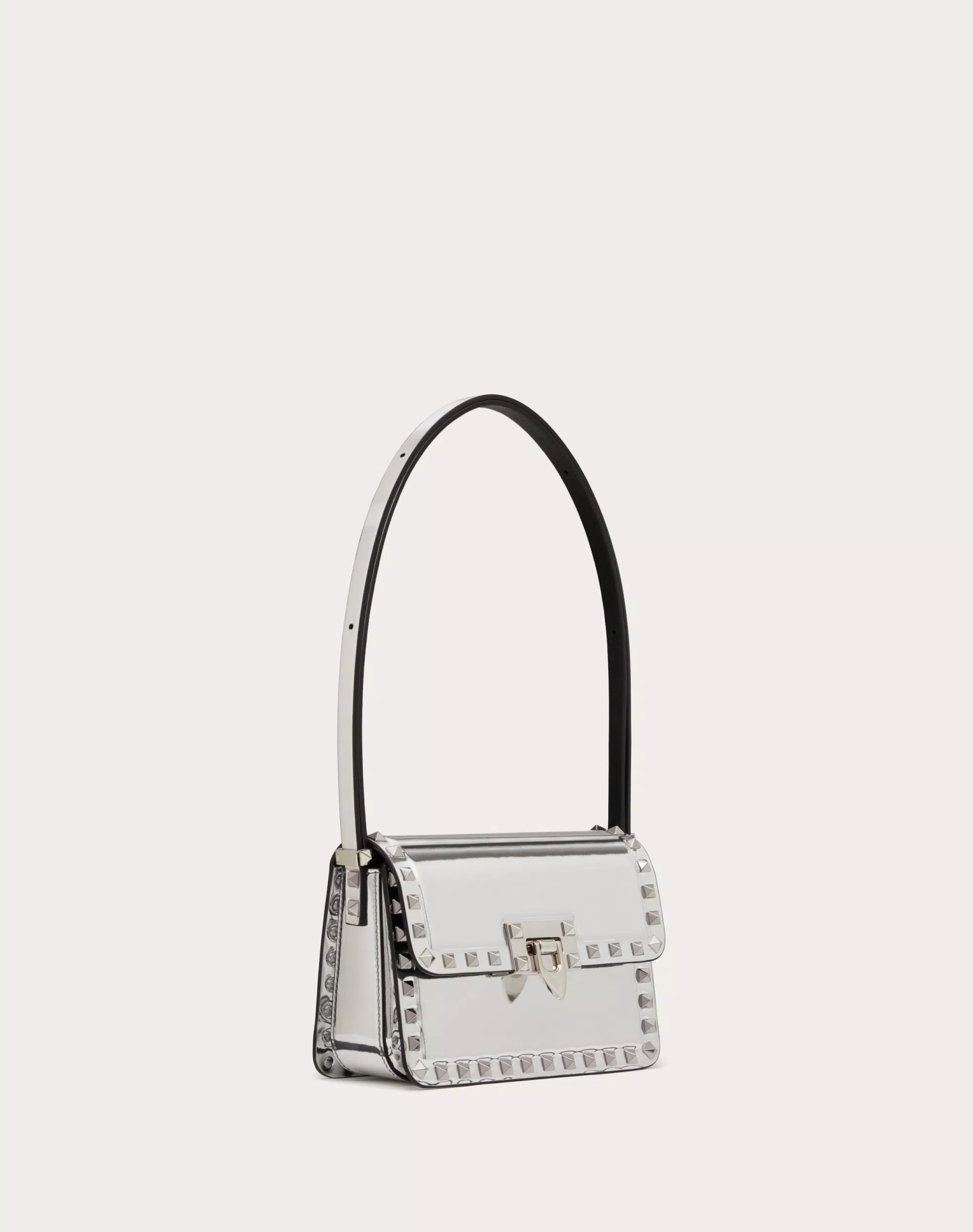 SMALL ROCKSTUD23 MIRROR-EFFECT CALFSKIN SHOULDER BAG